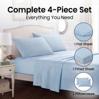 Ensemble de draps en microfibre brossée douce, 4 pièces, couleur unie, style minimaliste, drap plat, drap-housse, taies d'oreiller, OEM