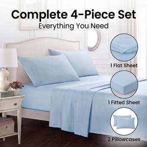 Juego de Sábanas de Microfibra Suave al Tacto, Minimalista, 4 Piezas, Color Sólido, Sábana Plana, Sábana Ajustable, Fundas de Almohada, OEM - Product Image 3