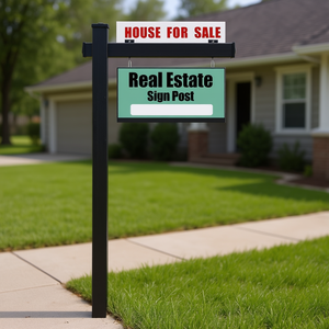 Letrero de Lote para Inmobiliarias, Poste de 6 Pies, Vinilo UPVC, Negro y Blanco, para Uso de Agentes Inmobiliarios - Product Image 2