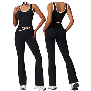 OEM Women Gym Fitness Striped Breathable 2 Piece Sets High Waist Butt Lifting Bottoms Sports Active Yoga - Product Image 2