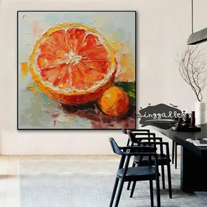 Oranje Schilderij, Fruit Schilderen, Fruit Impasto Schilderen, Wanddecoratie, Huis Warm Geschenk, Origineel Schilderij