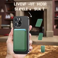 Porte-cartes magnétique en cuir PU pour téléphone portable, sans fermeture, pour iPhone 12 13 14 Pro Max