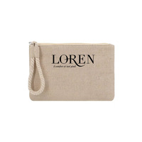 Trousse cosmétique en coton écologique et lin Pochette de maquillage en toile de coton Signature Pochette de voyage en toile de jute avec logo personnalisé