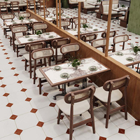 Meistverkaufte Lederbank Fast-Food Massivholz-Tisch und -Stuhl Rattanstuhl Möbelset Café Restaurant Tisch und Stuhl