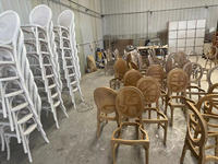 Chaise de salle à manger en plastique PP, structure en plastique, dossier en rotin, chaise de mariage, mobilier de banquet, mobilier d'hôtel