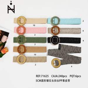 Cinturones de Tela con Hebilla Redonda de Piedra de 5 cm y Correa de PP - Product Image 3