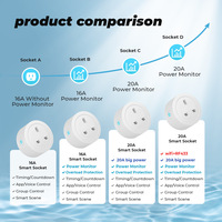 Tuya Smart WIFI Plug Support Power Monitor 20A UK Socket Smart Timer Plug Commande vocale avec Alexa Google Home