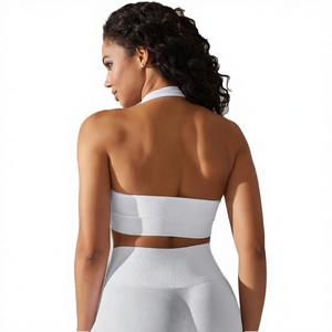 เสื้อชั้นในกีฬารัดรูปแบบคอ halter ระบายอากาศได้ดี น้ำหนักเบา เหมาะสำหรับโยคะ วิ่ง ฟิตเนส ไร้ตะเข็บ แห้งเร็ว มีไซส์พลัสไซส์ - Product Image 4