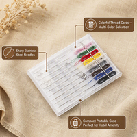 Kit de couture jetable pour hôtel, 10 fils avec aiguilles et boutons, dans une boîte en plastique pour chambre d'hôtes - Vente en gros