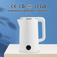 Bouilloire électrique à double paroi de 1,8 L, design minimaliste blanc, chauffe l'eau rapidement, pour la maison, la cuisine, l'hôtel