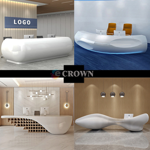 Kiosk Design Service Desk <strong>Cactus</strong> Cash Register Feather Curved Design Mall Cash Registerd Service Desk Cashier Table Reception OEM - Product Image 5
