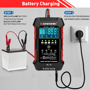 Cargador de Batería Digital Inteligente KONNWEI RC10 12V/10A 24V/5A, Cargador Lento con Función de Reparación por Pulsos - Product Image 6