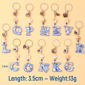 Portachiavi Alfabeto Souvenir con Occhio di Allah Blu, Anelli Portachiavi con Lettere Greche, Stile Oceano, Regalo da Viaggio, Ciondolo Tartaruga Marina Fatto a Mano, Regalo da Viaggio - Product Image 1