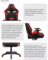 Chaise de jeu professionnelle en cuir PU, inclinable, dossier haut, ergonomique, avec hauteur réglable et base pivotante