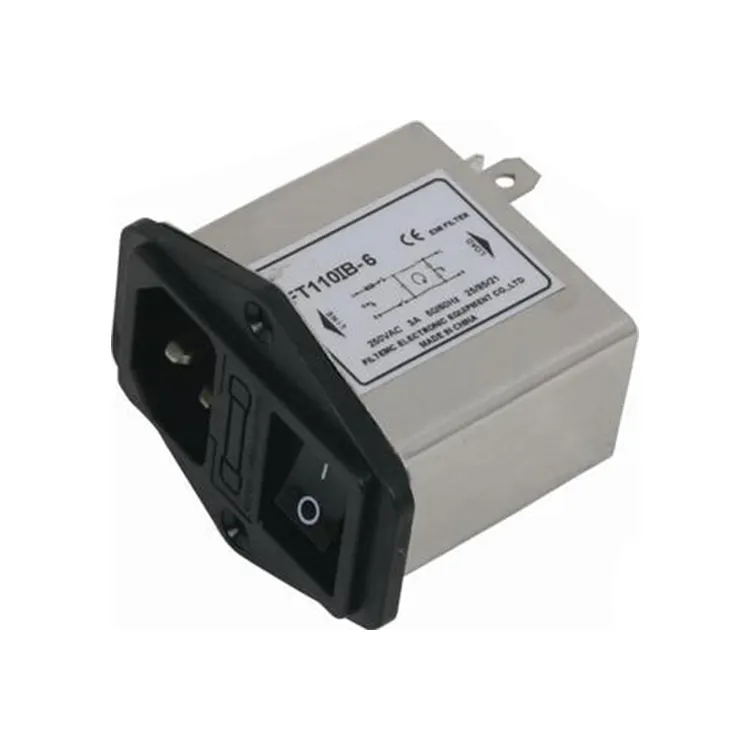 3A 250V AC socket power line emi filter with switch