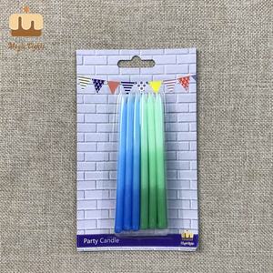 Goede Leverancier In China Blauw En Groen Ombre <span class=keywords><strong>Hand</strong></span> Gedoopt Lange Dunne Gelukkige Verjaardag Kaarsen Feestkaarsen - Product Image 4