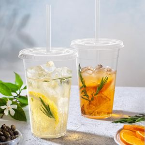 Nhà Máy Bán buôn Chất lượng cao Pet nhựa dùng một lần uống lạnh thủy tinh cà phê trà sữa Smoothie ly có nắp đậy - Product Image 4