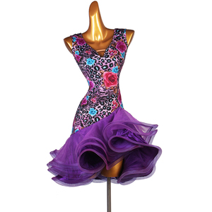 Vestido de Baile Latino con Cuello en V, Profesional, con Gran Vuelo, para Baile de Salón, Rumba, <span class=keywords><strong>Samba</strong></span>, Cha Cha - Product Image 2
