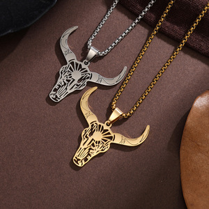 Collier pendentif taureau en acier inoxydable ajouré, style denim animalier western, bijoux <span class=keywords><strong>de</strong></span> corrida <span class=keywords><strong>mexicaine</strong></span> - Product Image 4
