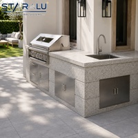 Armário de Cozinha Externo em Aço Inoxidável Premium com Churrasqueira, Queimador Lateral e Pia para Uso em Jardim ou Pátio