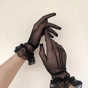 Gants de conduite d'été pour femmes, vente chaude RTS, noir et <span class=keywords><strong>blanc</strong></span>, fins, en maille filet, à volants, mitaines en dentelle à doigts complets - Product Image 6