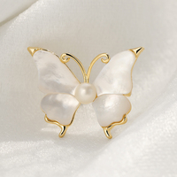 Bijoux de mode XILIANGFEIZI, broches en coquillages naturels, perles et zircon, motif papillon
