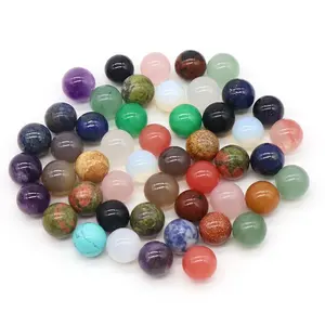 Wholesale 12mm Non-porous Crystal Healing Beads Semi-gemstone Round Stone Bead Jewelry Mini crystal ball