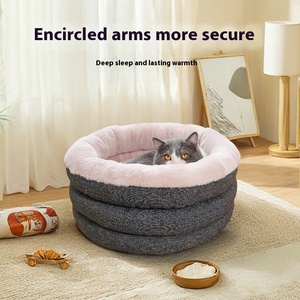 Einfarbiges Stoff-Haustierbett Umweltfreundliches Handwaschbares Zubehör Nestmatte Klassischer Stil Kleintier Weich Warm Wohnzimmer Katzen - Product Image 6