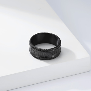 New Shan Hai Retro Nordic Viking Text <b>Titanium</b> Steel <b>Ring</b>, Niche Artistic Retro Men's yunnique Cultural Jewelry - Product Image 4
