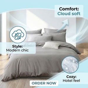 Ensemble de literie moderne et écologique 100 % coton, taille Queen, 4 pièces, avec housse de couette, drap et taies d'oreiller, toutes saisons - Product Image 1