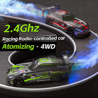 Voiture télécommandée de course à grande vitesse 2,4 GHz 1/12 4WD avec lumières clignotantes et pulvérisation d'eau pour enfants