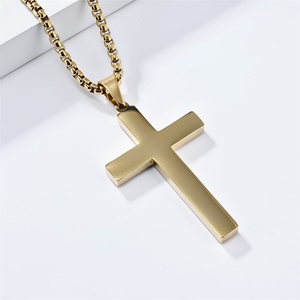 Simple <b>Cross</b> Pendant Stainless Steel Gold Plated Christian Jewelry Jesus Small <b>Cross</b> Necklace - Product Image 3