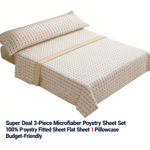 Offerta Speciale: Set di Lenzuola in Microfibra 100% Poliestere, 3 Pezzi, Lenzuolo con Angoli, Lenzuolo Piatto e 1 Federa, Economico - Product Image 1