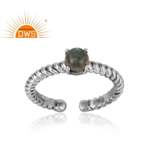 Natural Labradorite Gemstone Ring Oxidized 925 Sterling Silver Twisted Wire Designer Ring Jewelry Manufacturer - Product Image 2
