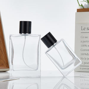 Transparent Flat Square Glass Perfume <b>Empty</b> <b>Bottle</b> Bayonet Design 30ml 50ml 100ml Portable Cosmetic Refill <b>Bottle</b> - Product Image 3