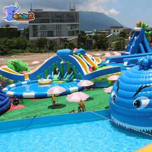 Nhà máy tùy biến phim hoạt hình sen AO ếch <span class=keywords><strong>Inflatable</strong></span> công viên nước <span class=keywords><strong>Inflatable</strong></span> trượt nước với hồ bơi ngoài trời trò chơi dưới nước - Product Image 6