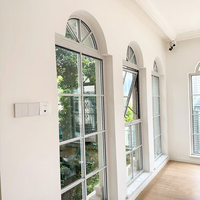 Fenêtre à battant en aluminium à rupture de pont thermique de style français moderne avec ouverture horizontale et grilles en verre trempé pour chambre et salon