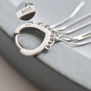 Orecchini a cerchio romantici Wuqie orecchini a goccia con nappa a catena lunga a forma di cuore in argento Sterling 925 per donna - Product Image 4