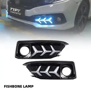 New car DRL LED Daytime Running Lights with Turning Function fog light For Honda Civic 2019-2021 Fishbone daylight