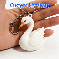 Porte-clés personnalisable en PVC 3D en forme de cygne blanc, matériau souple, avec logo personnalisé, durable, pour cadeaux promotionnels personnalisés