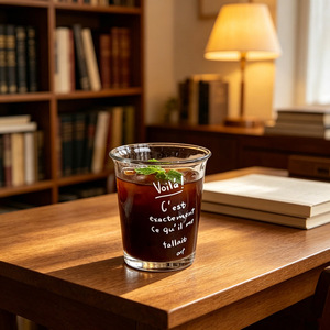 Glass Drinkware Set With Letter Print Transparent Cups For Cold Drinks Party Use - Product Image 3