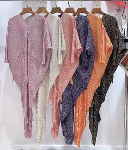 Vestido de Fiesta Casual para Mujer, Estilo Occidental, Holgado, con Cuello en V, Mangas de Murciélago y Flecos Plisados, Talla Grande, Venta al por Mayor de Fábrica - Product Image 6