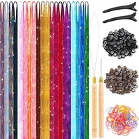 Extensions de cheveux scintillantes HadiyahBeauty, lisses et ondulées, résistantes à la chaleur, paillettes brillantes, mèches de cheveux scintillantes
