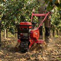 Mini motoculteur sur chenilles, petit cultivateur agricole, tracteur à conducteur marchant pour terres agricoles