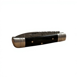 Navaja Plegable de Acero de Damasco con Mango de Cuerno de Toro, Alta Calidad, Multifuncional, Grado Industrial OEM, 59-60HRC, con Bloqueo Trasero - Product Image 3