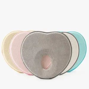 Newborn Organic Cotton Heart Shaping Memory Foam Sleep Pillow For Babi Infant Sleeping Head Pillow