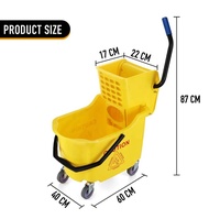 Seau à serpillière commercial en plastique jaune de 26 qt sur roues avec presse latérale, chariot de nettoyage domestique avec essoreuse, seaux à serpillière professionnels