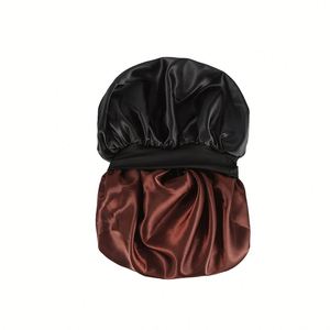 Soft Satin Silky Sleep Bonnet Elastic Wide Band Double Layer Sleep <b>Wraps</b> Bonnet Custom Logo Women Nightcap Wholesale - Product Image 5