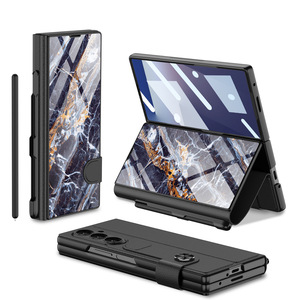 Funda de Lujo de Cuero PU para Teléfono Samsung Z Fold 8/7/6 5G, Compatible con Ranura para Lápiz y Agarre para Teléfono, Diseño Simple con Acabado de Vidrio - Product Image 6
