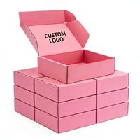 Petites boîtes d'expédition personnalisées en carton ondulé rose, imperméables, avec impression en relief, recyclables, pour chaussures, vêtements, emballages cadeaux